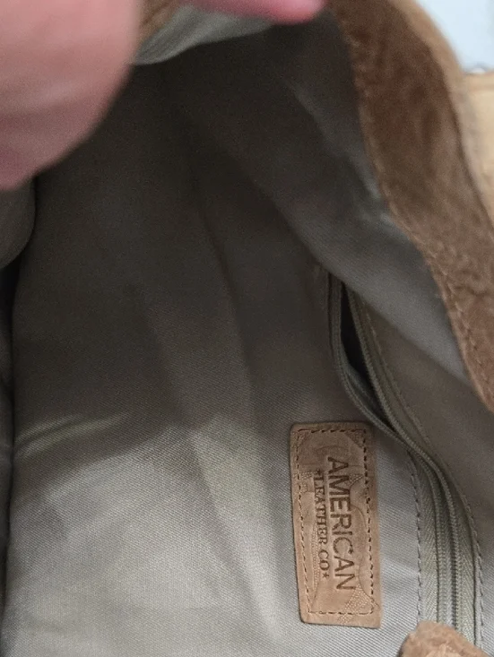 American Leather Embossed Floral Shoulder Bag in Tan - Picture 10 of 13